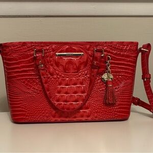 Brahmin Vibrant PINK Croc-Embossed Shoulder Bag
